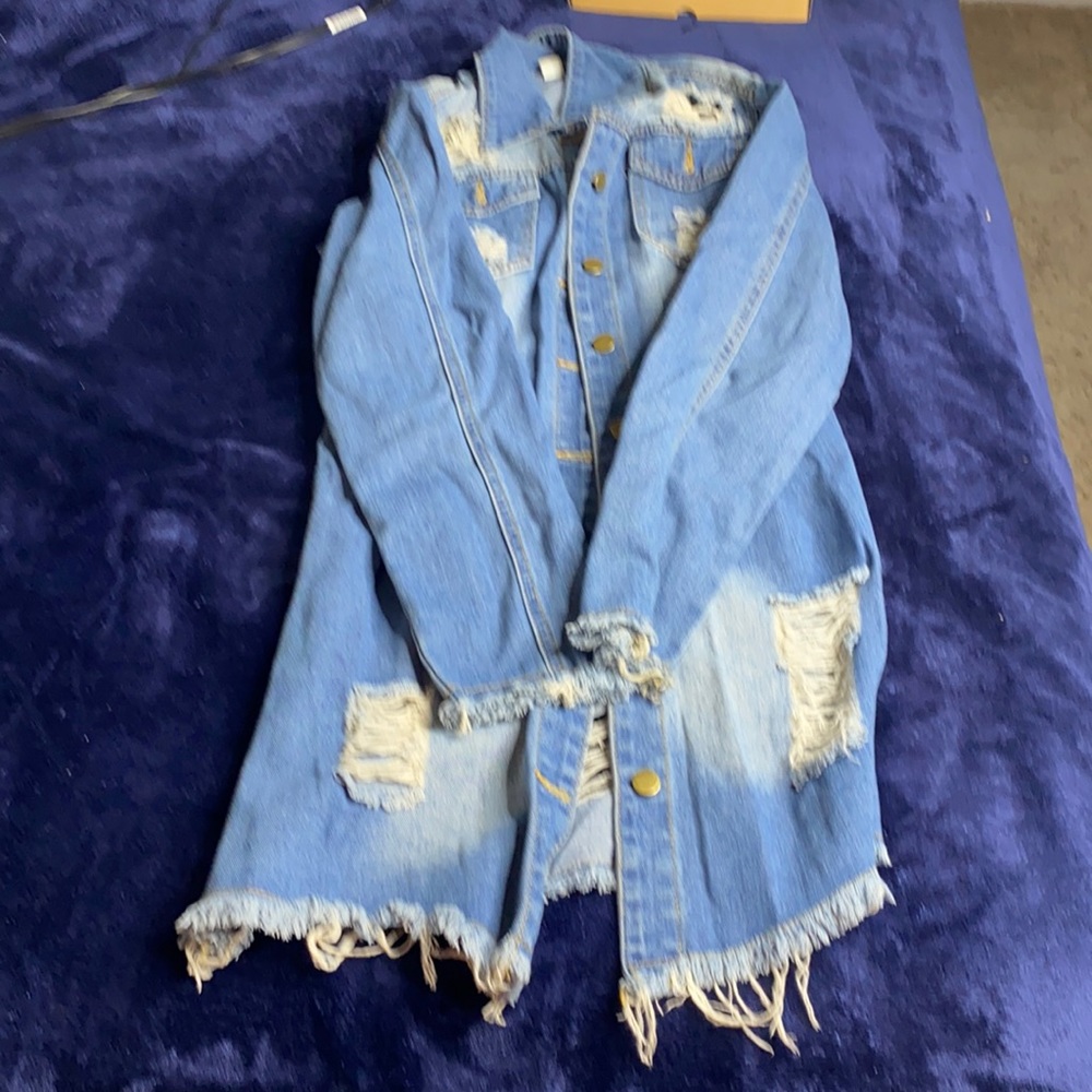 Denim frayed jacket